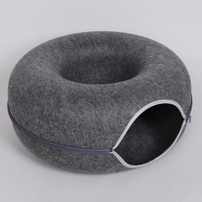 China Breathable Contracted Style Donut Tunnel Felt Pet House DIY Cat House Environmentally Friendly Polyester Eggshell Material Cat Litter Felt for sale