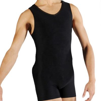 China High Elasticity/High Texture/Sleeveless Stretchy Breathable Unitard Gym Jumpsuit Jumpsuit Gymnastics Vest Men Skin-friendly Dance Wear Competition Suit Cotton for sale