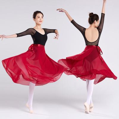 China tutu & Skirts dance adult female belly dance lace skirt body shape yoga skirt long section dance practice costume gauze skirt half teacher group for sale