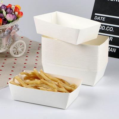 China 100 Piece Disposable Custom Logo French Fries Pizza Fast Food Box Disposable Oil-proofty Wrapping Paper Hot Dog Food Box White Packaging for sale