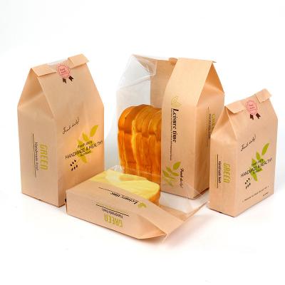 China Aseptic In Window Running Environmental Friendly Transparent Oil-proof Green Leaf Toast Bread Cheese Kraft Paper Shopping Bag for sale