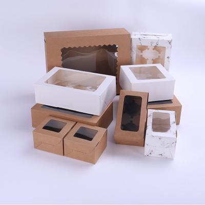 China Hot Selling Recycled Materials Custom Handle Printing Small Cake Paper Packaging Pop Gift Box With Clear PVC Window for sale