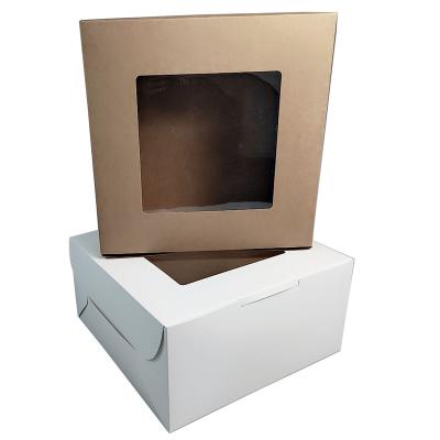 China Recycled Materials Hot Sale Bakery Boxes With Window Easy To Assemble Cookie Pastryn Dessert Boxes Treat Boxes With The Wind for sale