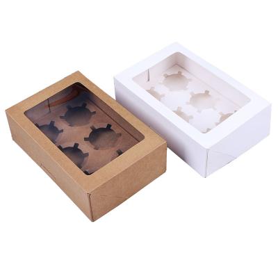 China Recycled Materials Hot Selling Cupcake Boxes With Inserts And Window Socket 12 Cupcakes Easy To Assemble Cookie Box for sale