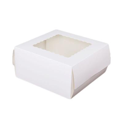 China Amazon Recyclable Hot-selling White Cake Box With Tray Open Window White Cake Box For Party Birthday Cardboard Folding White Cake Box for sale