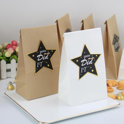 China Handmade In Stock Wholesale Party Yellow Ceremony Kraft Paper Bag White Candy Box Cookie Food Packaging Bag for sale