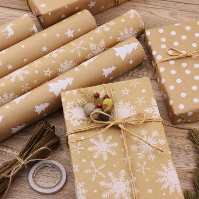 China Retro Christmas Snowflake Wrapping Paper Polka Dot Wrapping Paper Biodegradable Gift Box Five-pointed Star Current Wholesale for sale