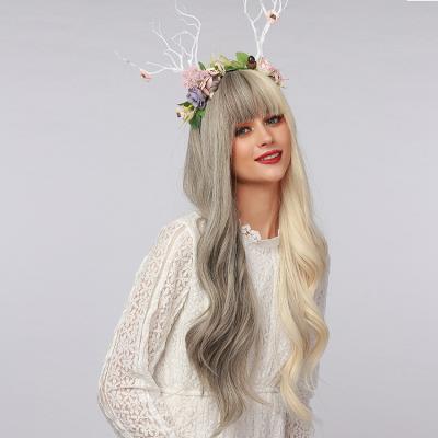 China Natural Wave New Cosplay Party Long Wave Hair Bangs Synthetic Wavy Hair With Latest Factory for sale