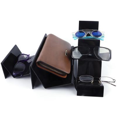 China China Eco-friendly Material Manufacture Black Acrylic Wallet Glasses Display Stand For POS for sale