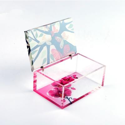 China Custom Exquisite Square UV Printed Acrylic Storage Box High Quality Eco-friendly Material for sale