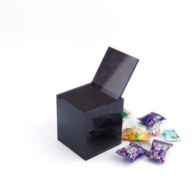 China Eco - Friendly Material Online Shopping Small Black Acrylic Candy Storage Box With Lid for sale