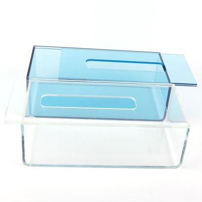 China Eco-friendly Material Wholesale Square Printed Acrylic Color Tissue Storage Box With Lid For Hotel for sale