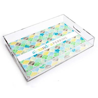 China Eco - Friendly Material Custom Large Square Clear Acrylic Handled Serving Trays for sale