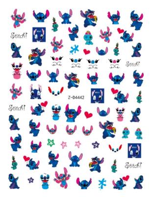 China 2021 Extremely Durable Surface Cartoon Cute Stickers For Nail Art New Designers Cute Stitch Nail Decals For Nail Art Salon for sale