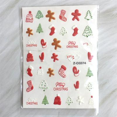 China 3D Nail Art DIY Decoration Water Transfer Nail Decals Nail Sticker 5D Winter Style Decals Christmas Tree Sticker For Nail Decoration Accessories for sale