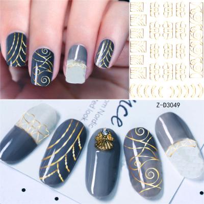 China Abstract Line Wave Nail Art Decoration Luxury Nail Art Stickers Nail Decals Nails Decoration Self Adhesive Supplie Z-D3053 for sale