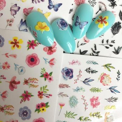 China Nail Art Decoration New Fashionable Nail Sticker Dried Flower Plants And Butterflies Nail Decals For Nail Art Salon DIY for sale