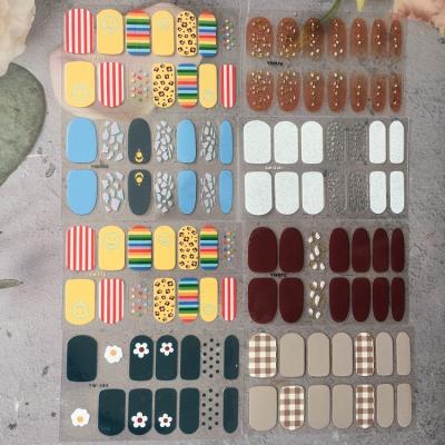 China Colorful Eco-friendly Material Full Cover 2D Flat Nail Wraps Cloud Love Heart Decoration DIY Maincure Nail Polish Stickers for sale