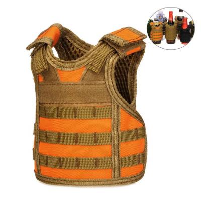 China Mulitply 16 Ounce Mini Molle Adjustable Beverage Holder 12oz Vest Can Bottle Beer Orange Tactical Vest for sale