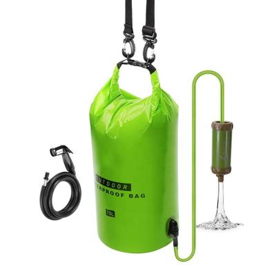 China Waterproof Water Filter Bag 2 Strap 1 Shower and 1 Hollow Fiber PVC Portable Dry Bag 15L for Outdoor Camping and Adventures for sale