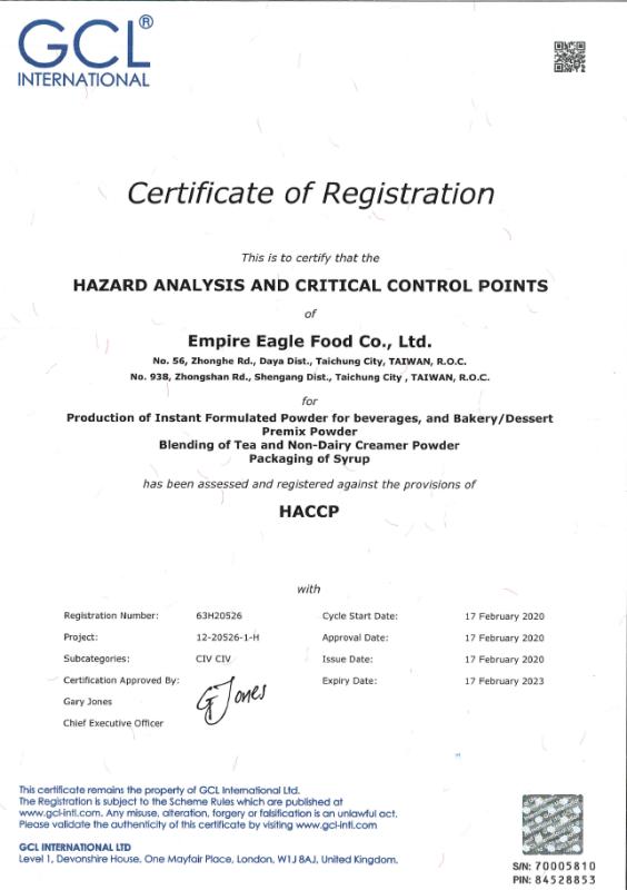 HACCP - EMPIRE EAGLE FOOD CO., LTD.