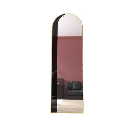 China Most Popular Wall Mounted Minimalist LED Living Room Mirrors Light Smart Metal Arched Mirror Frame Dressing Full Length Mirrors for sale