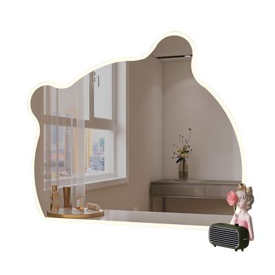 China CLASSIC European style waterproof LED anti-fog device touch bathroom mirror with time-temperature display wall bear-shaped mirrors for sale