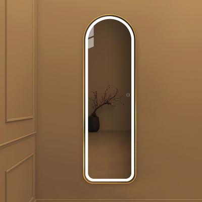 China Wholesale Smart Light Metal Arched Integral Mirror Wall Mounted Minimalist Living Room Mirror Frame Sauce Mirror Led for sale