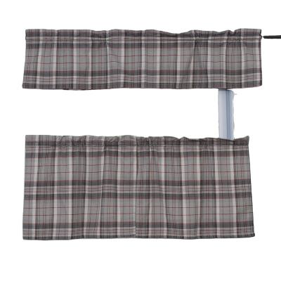 China Hot sale Blackout Rod pocket yarn dyed polyester cotton curtains with place for kitchen windoe 3pcs for sale