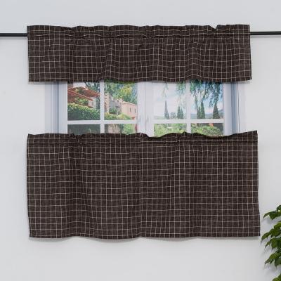 China High Quality 3pcs Polyester Cotton Rod Pocket Curtains Kitchen Blackout Blackout Set 3 Pieces for sale