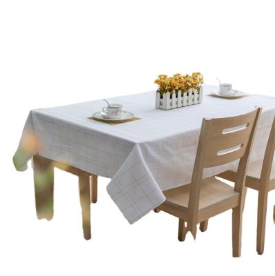 China Washble yarn-dyed rectangular lines polyester cotton for indoor outdoor banquet idyll tablecloth party for sale