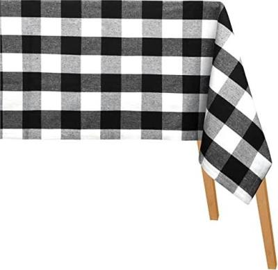 China Waterproof Yarn Dyed Rectangular Plaid Polyester Cotton for Party Banquet Hotel Idyll Indoor Outdoor Tablecloth for sale