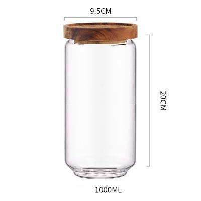 China Wooden Storage Jar Coffee Food Canister Glass Jar With Acacia Lids for sale