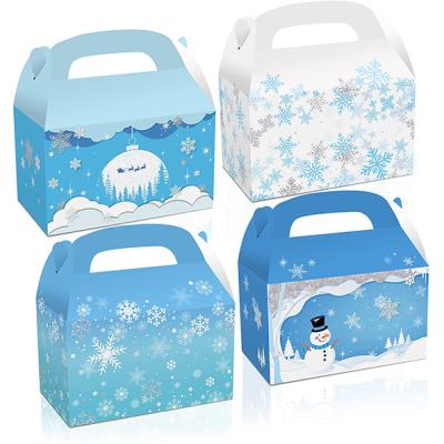 China Disposable Christmas Candy Gift Box Snowman Paperboard Candy Paper Gift Bags Snowflake Treat Boxes for Xmas Party for sale