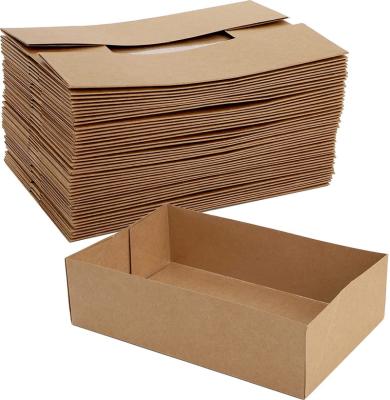 China 50 Pack Disposable Kraft Paper 4 Corner Pop Up Leak Proof Paper Food Trays for sale