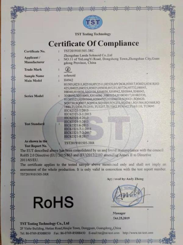 RoHS - Zhongshan Landa Solenoid Co., Ltd.