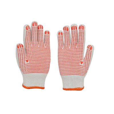 China Hot Selling Slip-Resistance White Cotton Knit Work Gloves Light Industrial Construction Work Dotted Knitted Gloves for sale