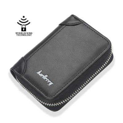 China New Arrival Strong Women PU Leather Rdif High Quality Zipper Blocking Wallet Card Holder for sale