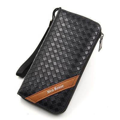 China Strong Lattice Design Business Handbag With Wristlet Custom PU Leather Phone Men Wallet for sale