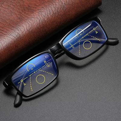 China 2020 Fashion 2019 Progressive Reading Glasses Slim Blue Light Anti Blocking Fiber Bifocal Reading Glasses for sale