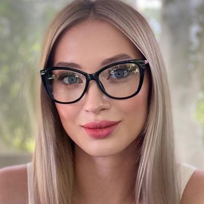 China Cat Eye Frames Fashion Gold Size Cat Eye Computer Glasses Over Reading Glasses Anti Blue Light Frame for sale