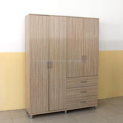 China KD Adjustable Design Cheap MDF (Others) Chipboard 4 Doors 3 Drawers Wardrobe Designs for sale