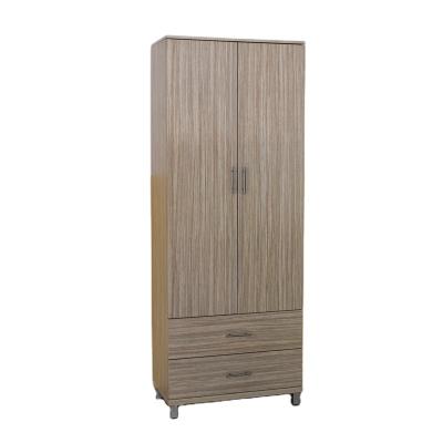 China Modern Melamine Chipboard MDF E1 Grade 2 Doors Wardrobe With Drawer for sale