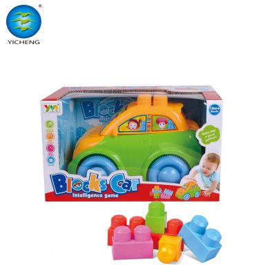 China Non-Toxic Cartoon Building Block Toys Intelligence Toy For Kids Plastic Block Car Block Sets for sale