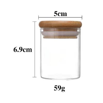 China Wholesale Custom Microwavable Glass Jar Stash 78ml Bamboo Lid 4 Sizes For Storage Tobacco And Spice for sale