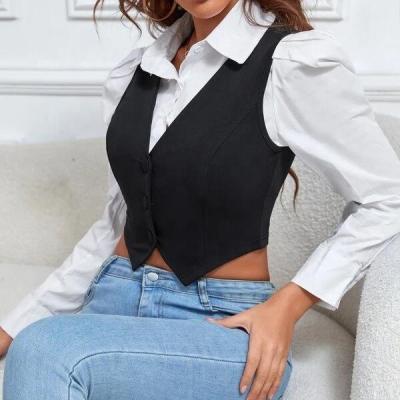 China Breathable Ladies Women Blazer Suits Formal Wear Fashion Women's Black Waistcoat Vest for sale