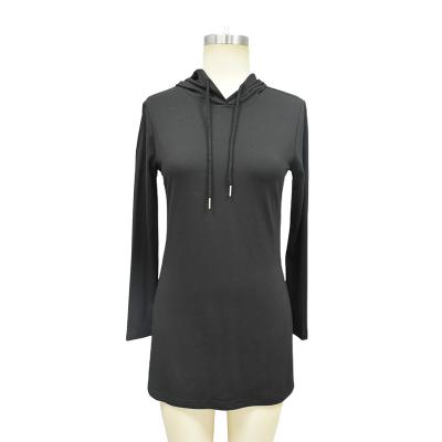 China Breathable Ladies Black Hoodies Competitive Price Cotton Polyester Short Dress With Long Sleeves for sale