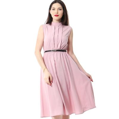 China New Anti-static Solid Soft Pleated Dresses Women Fashion Dress Women Elegant Gathered Slim Dresses for sale