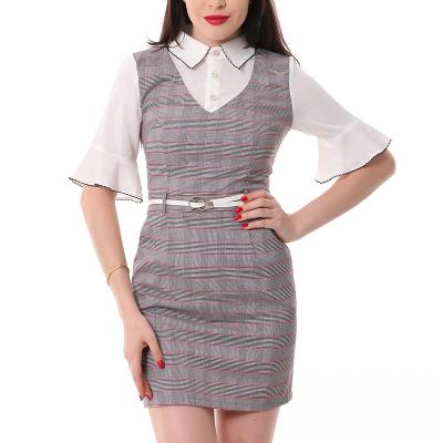 China Breathable Summer Office Wear Plaid Dress Woman Fashion Casual Simple Spring Sweet Dress for sale