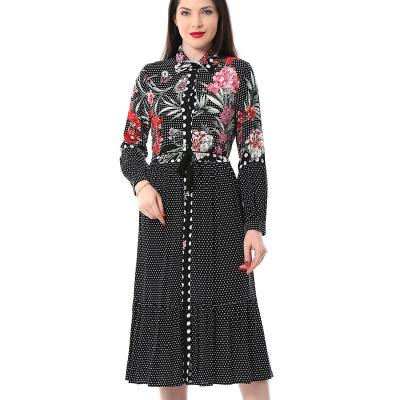 China New Fashion Washable Women's Printed Elegant Dresses With Casual Dress Ladies Women's Long Sleeves Midi Simple Dress for sale